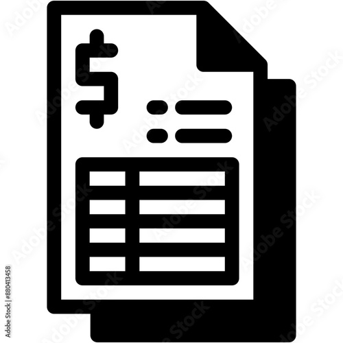 Vector Icon invoice, payment, reciept, money, bill sheet