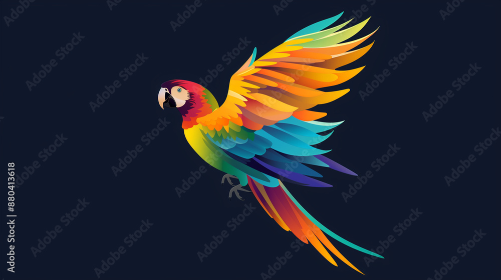 Fototapeta premium Pappagallo stilizzato su sfondo nero.