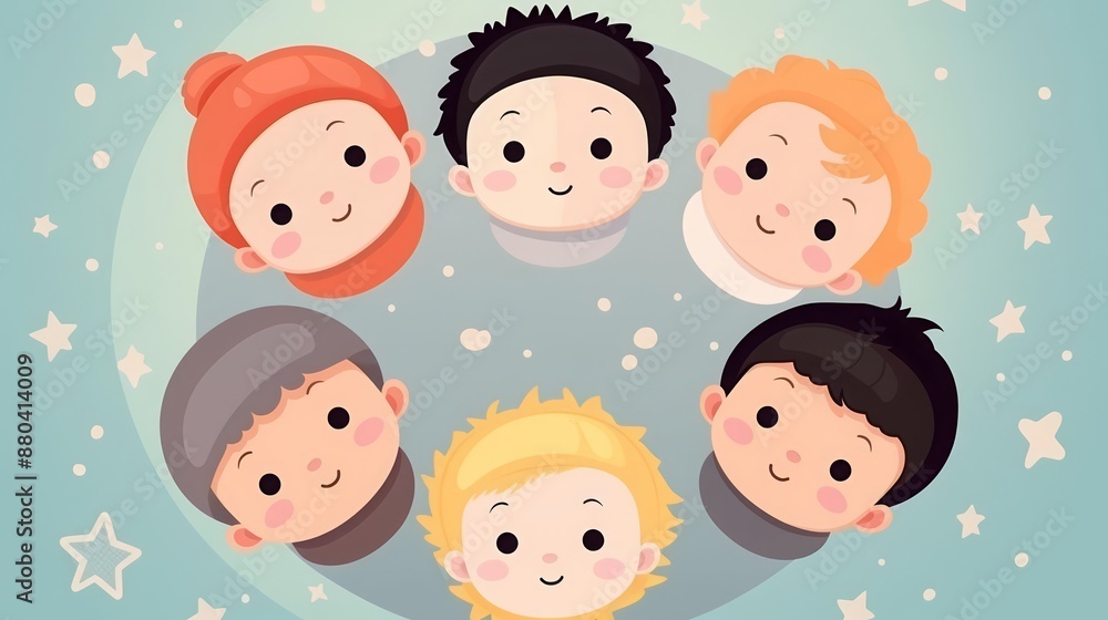 Baby icon flat design top view newborn theme cartoon drawing colored pastel Baby icon flat design top view newborn theme cartoon drawing colored pastel