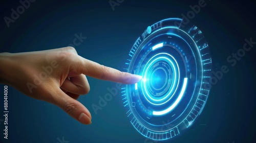 Fingertip Interacting with Futuristic Circular Interface in Virtual Space