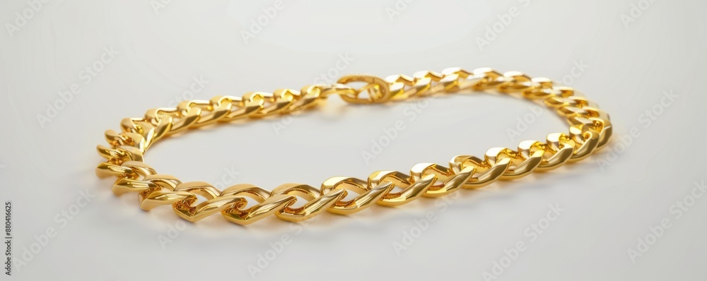 Isolated gold chain on white background mockup, 4K hyperrealistic photo Isolated gold chain on white background mockup, 4K hyperrealistic photo