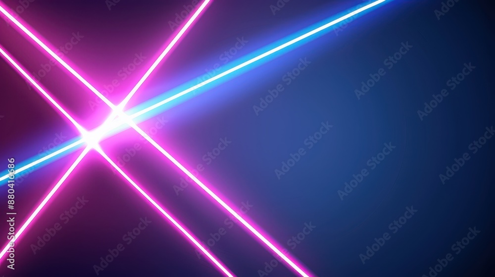 Vibrant neon lights forming intersecting lines on dark. Vibrant neon lights forming intersecting lines on dark.