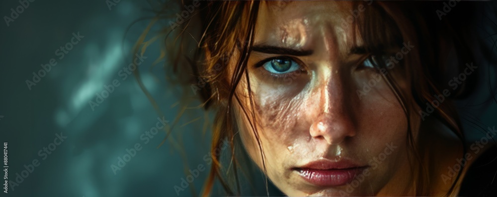 A photorealistic image of a person experiencing intense sadness, tears streaming down their cheeks. A photorealistic image of a person experiencing intense sadness, tears streaming down their cheeks.