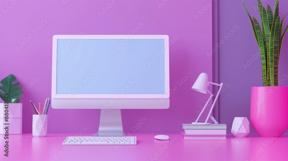 Social media creative concept. Blank computer screen mockup on a purple background. 3D design with blank monitor. Internet social networking for sending messages. Social media creative concept. Blank computer screen mockup on a purple background. 3D design with blank monitor. Internet social networking for sending messages.