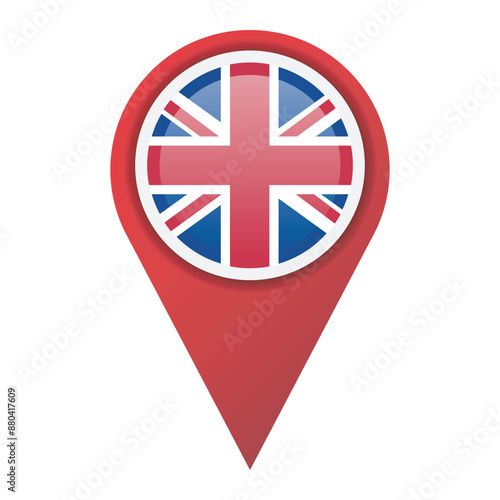 Free Download Location pin marker with flag of Great Britain. Glossy location pin marker isolated on white background. - GFXLoad