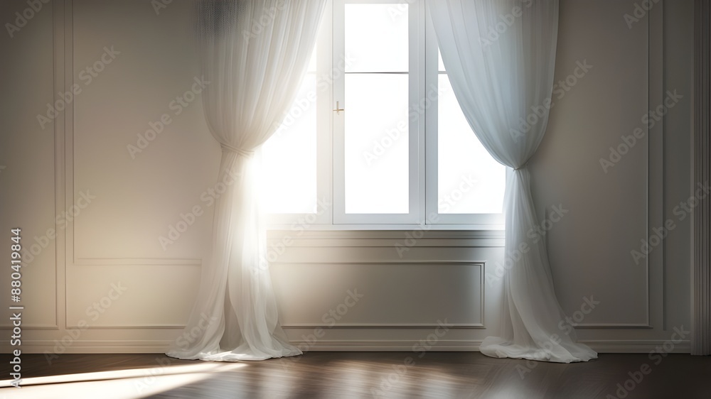 A window with white curtains A window with white curtains