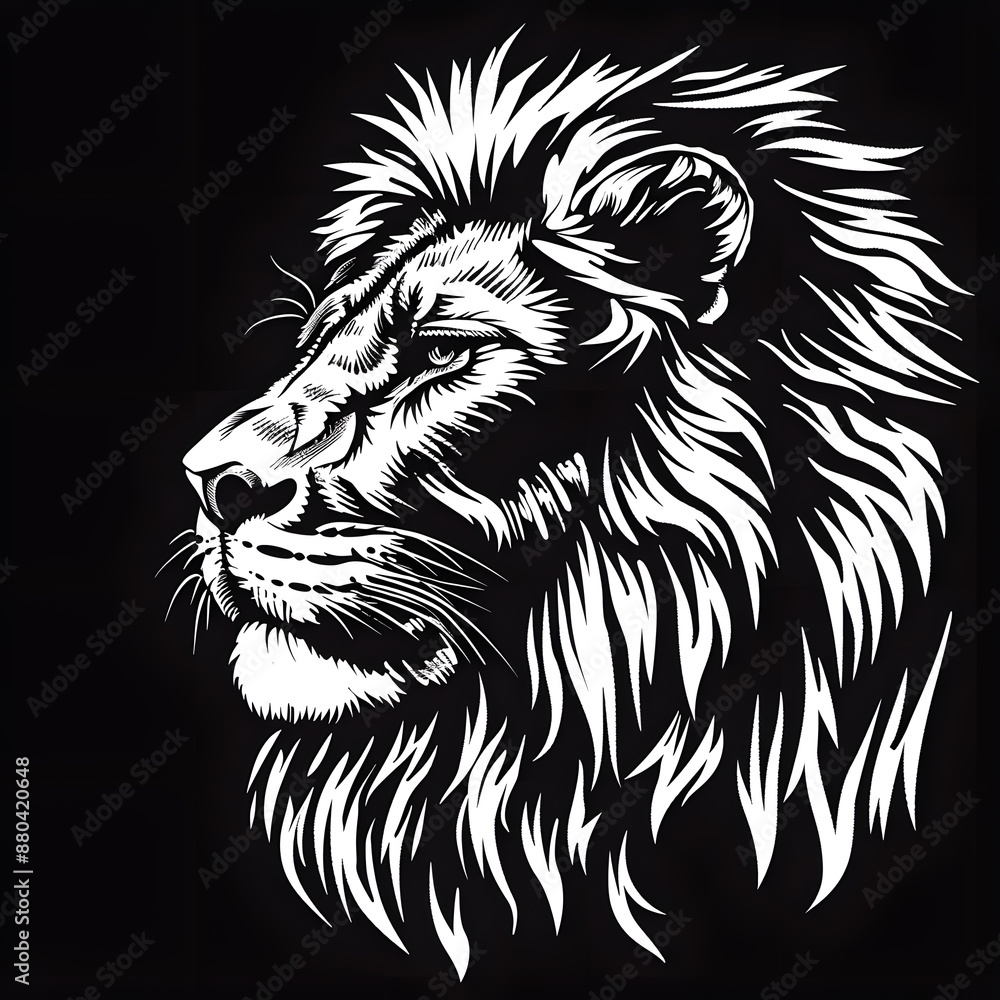 Hand drawn lion silhouette in a minimal style. Black and white graphic illustration isolated on transparent background Hand drawn lion silhouette in a minimal style. Black and white graphic illustration isolated on transparent background