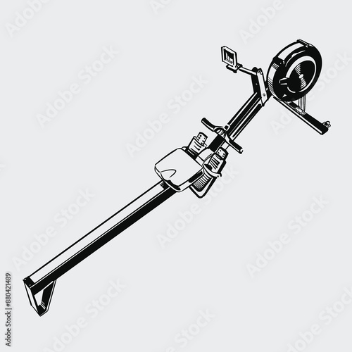 black vector illustration of the rower simulator 