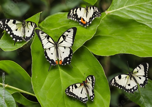 Butterfly on a leaf_ Lime Butterfly (Papilio demoleus). photo