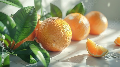 beautiful fresh ripe oranges hanging on a tree in garden