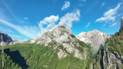 Fonch de Ombreta and Punta Penia in the Marmolada mountains in the Dolomites during springtime in Veneto Italy. photo