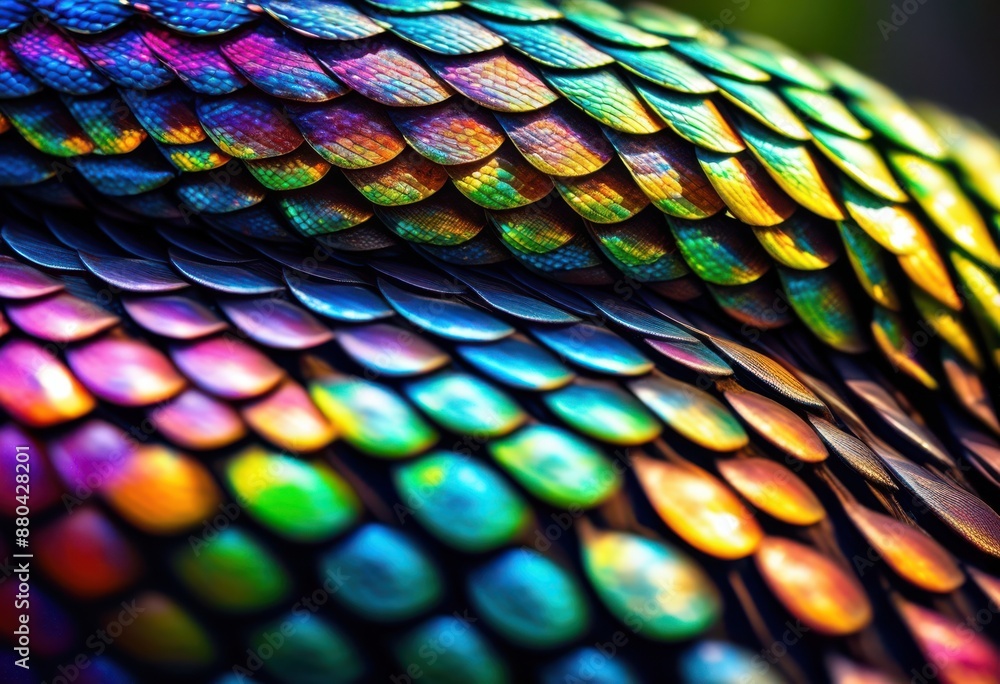 Obraz premium shimmering snake scales reptilian skin texture close, branch, serpent, scaly, limb, creepy, crawling, slithering, tree, lizard, covering, rough, surface, flesh