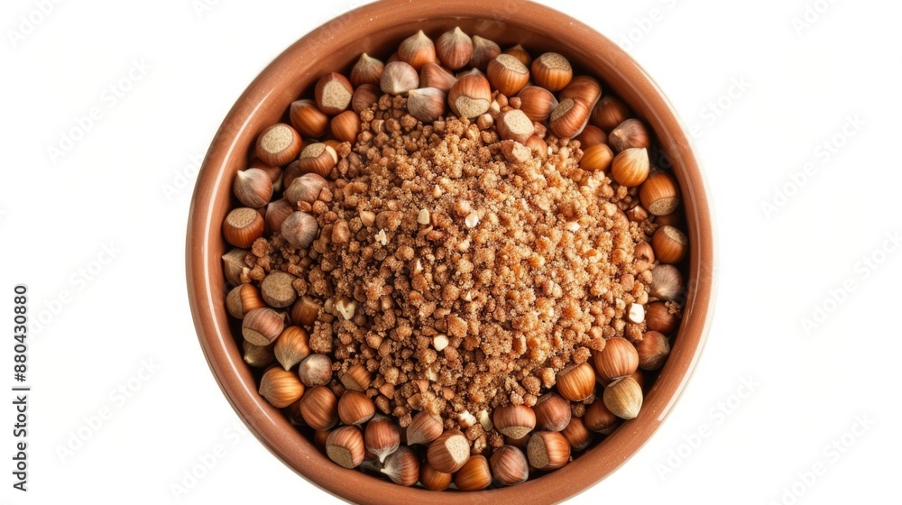 A bowl filled with various nuts on a white background, great for food or decorative use A bowl filled with various nuts on a white background, great for food or decorative use