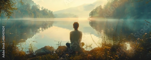 A serene portrait of a person reflecting on their life.