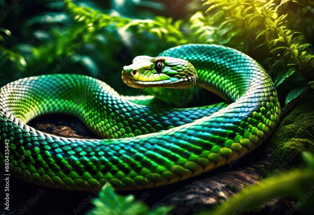 majestic serpent slithering through enchanted glade, snake, reptile, magical, mystical, forest, woods, nature, wildlife, creature, fantasy, lush, green majestic serpent slithering through enchanted glade, snake, reptile, magical, mystical, forest, woods, nature, wildlife, creature, fantasy, lush, green