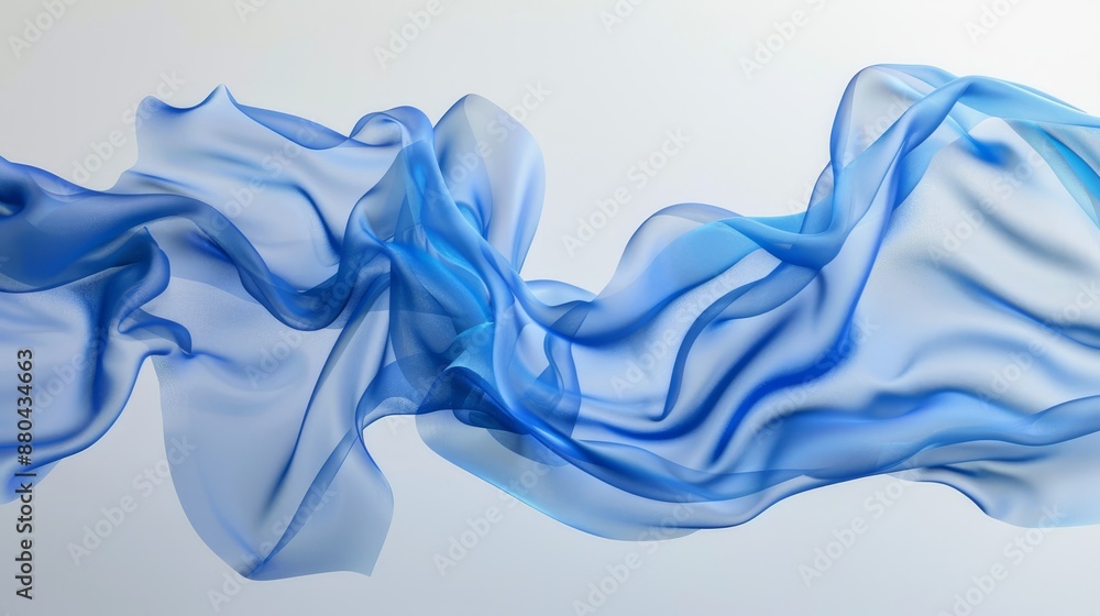 Abstract blue background with layers of folding silk drapery. Fashion wallpaper with levitated fabric in 3D Abstract blue background with layers of folding silk drapery. Fashion wallpaper with levitated fabric in 3D
