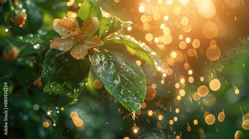 Wallpaper Mural Water spray from a garden hose, sparkling in sunlight, 4K resolution. Torontodigital.ca