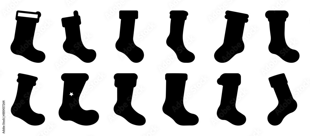 Sock winter silhouette set vector design big pack of illustration and icon Sock winter silhouette set vector design big pack of illustration and icon