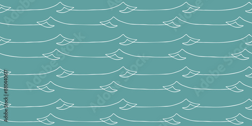 Seamless wave pattern drawn with one continuous line. Vector line art loopable pattern for invitations, cards, print on fabric, wallpapers, scrapbooking, wrapping paper and textile products.