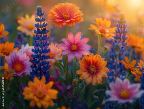 4K of a blooming flower garden.
