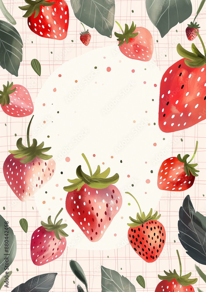 strawberries in pink and red colors on a gingham strawberries in pink and red colors on a gingham