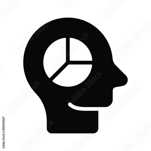 Pie chart inside human mind showing vector of analytical mind in modern style