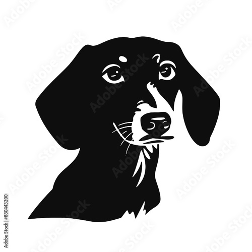 Dachshund dog. Vector black silhouette