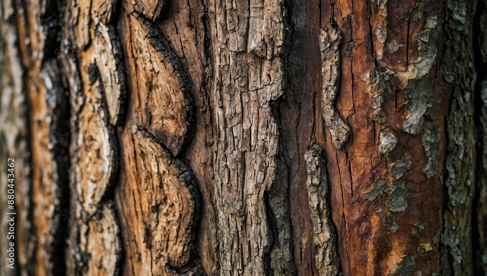 Bark of a tree showing the rough texture