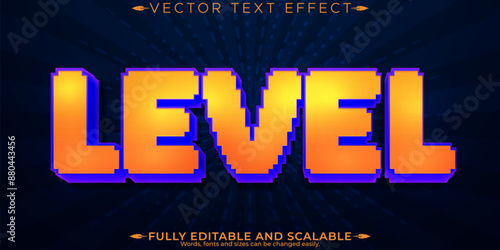 Arcade text effect, editable gaming and nostalgic customizable font style