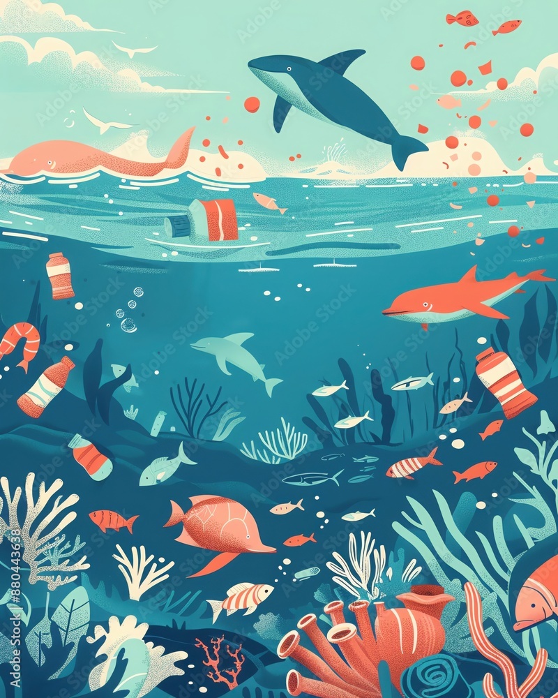 Develop a compelling illustration template for a plastic reduction campaign Develop a compelling illustration template for a plastic reduction campaign