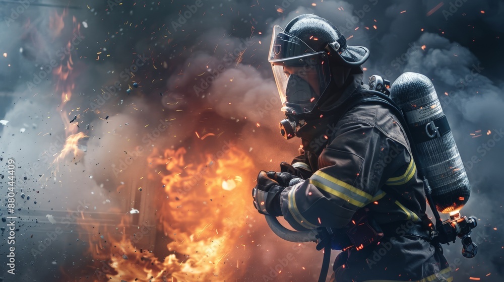 Fototapeta premium Strong and brave Firefighter.