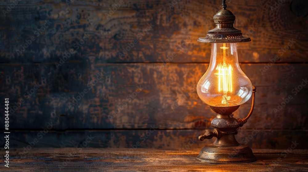 Antique lamp on timber surface Antique lamp on timber surface