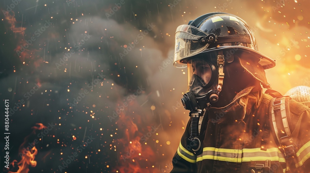Fototapeta premium Strong and brave Firefighter.