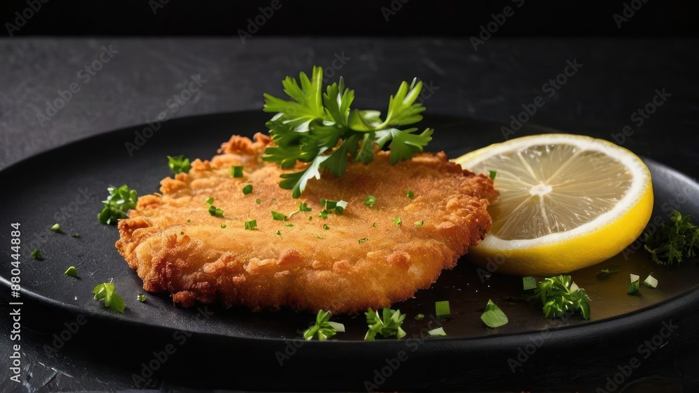 a plate of food with a lemon and parsley a plate of food with a lemon and parsley
