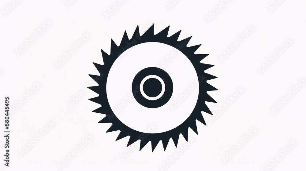 Icon of a circular saw blade isolated on a white background. Basic dark figure depiction of spinning saw blade. Icon of a circular saw blade isolated on a white background. Basic dark figure depiction of spinning saw blade.