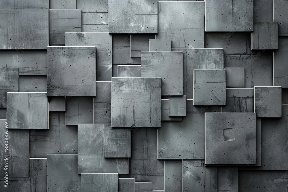 gray cement abstract 3D background with squares, textured geometric backdrop, abstract textured blocks. Geometric shapes overlap creating harmonious abstract composition. gray cement abstract 3D background with squares, textured geometric backdrop, abstract textured blocks. Geometric shapes overlap creating harmonious abstract composition.