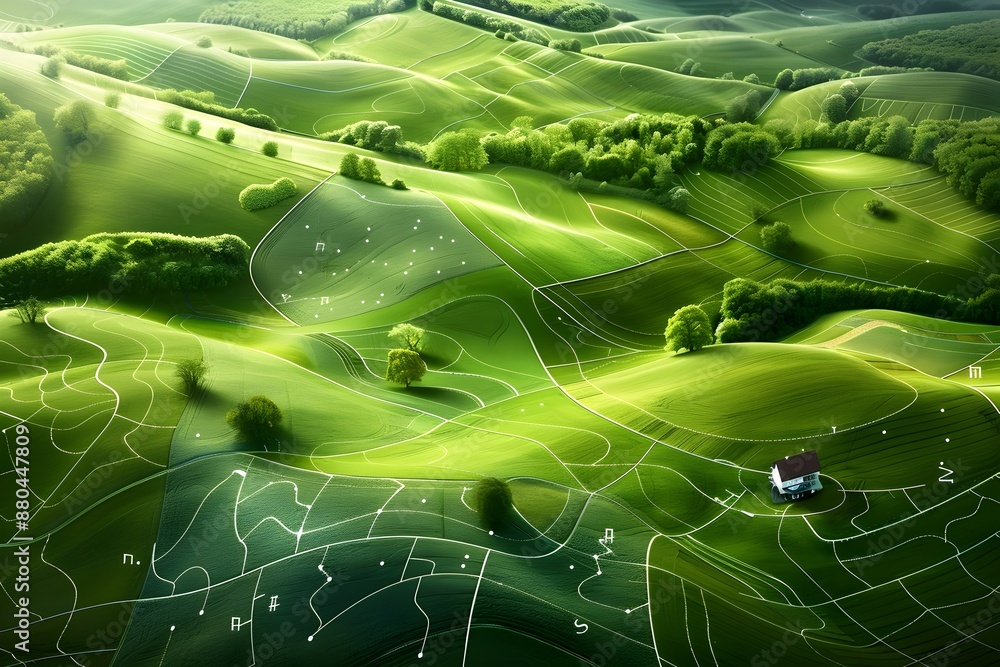 Lush Green Fields Blended with Calculus Formulas in Stunning Digital Artwork Lush Green Fields Blended with Calculus Formulas in Stunning Digital Artwork