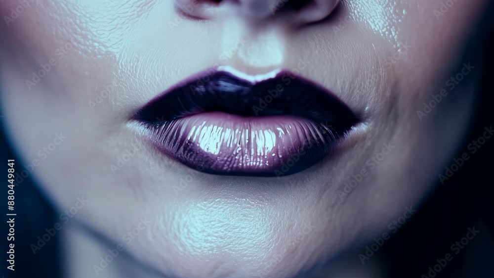 Close-up of sensual lips with sparkling glitter makeup Close-up of sensual lips with sparkling glitter makeup