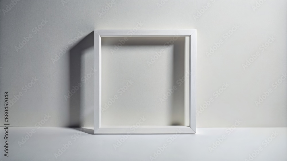 Simple, modern, sleek composition featuring a white square frame with clean lines, subtle shadows, and ample negative space.