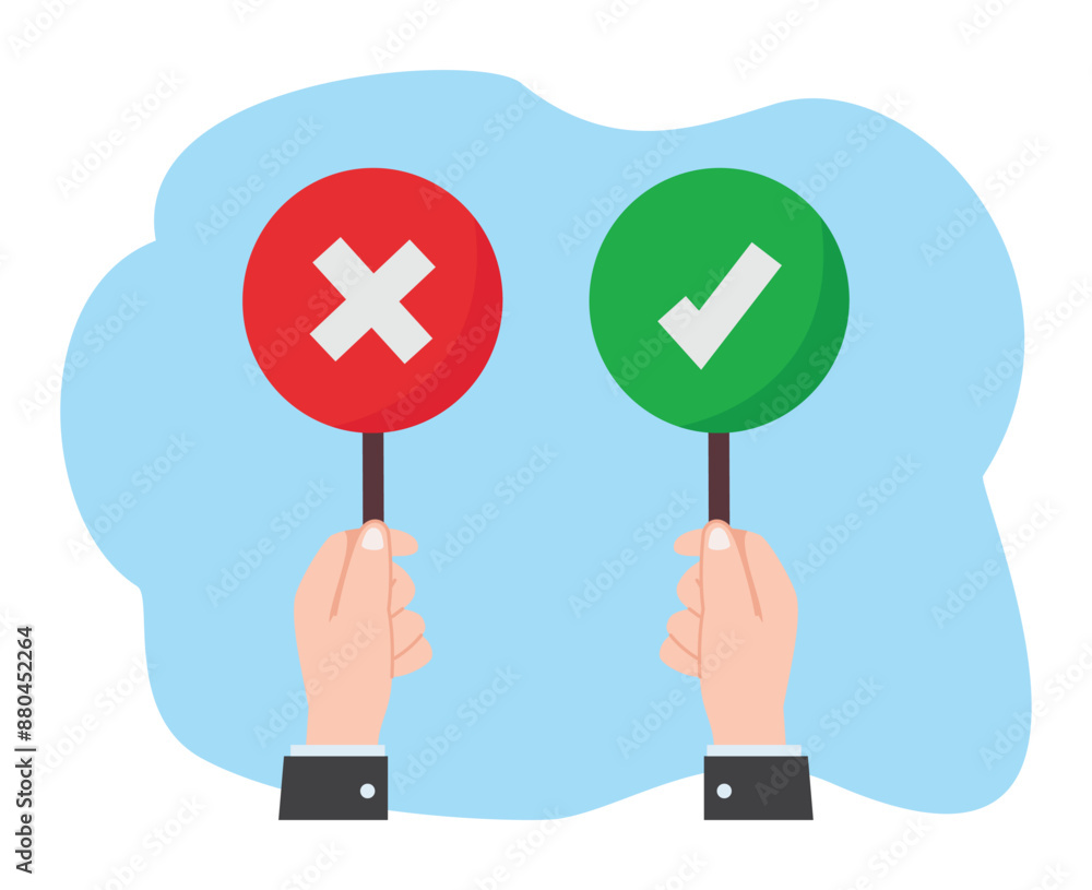 man hand hold signboard check mark or vote and polling illustration man hand hold signboard check mark or vote and polling illustration