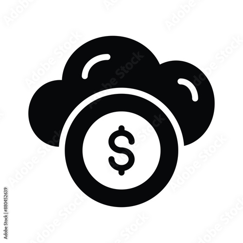 Dollar coin with cloud showing concept icon of passive income, ready to use vector