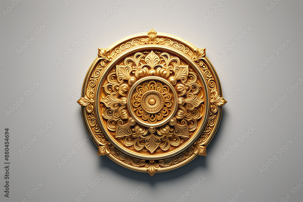 Golden texture Chinese classical ring pattern seamless three-dimensional rendering Golden texture Chinese classical ring pattern seamless three-dimensional rendering