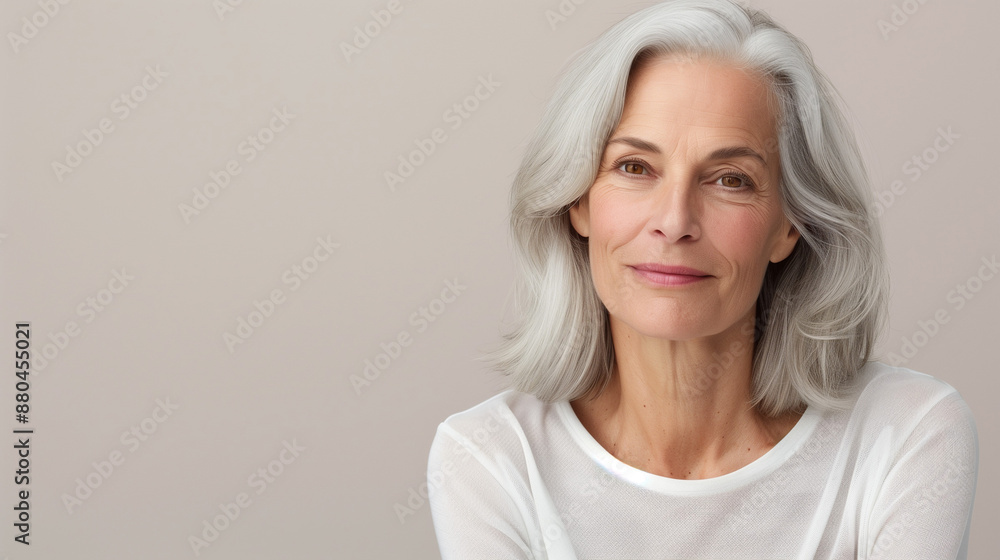 Portrait of a beautiful senior woman on background with copy space. Portrait of a beautiful senior woman on background with copy space.