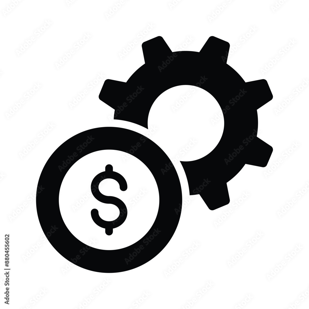 Dollar coin with cogwheel showing concept vector of money management Dollar coin with cogwheel showing concept vector of money management