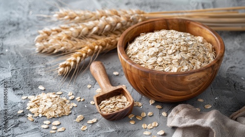 The Oats in Wooden Bowl photo