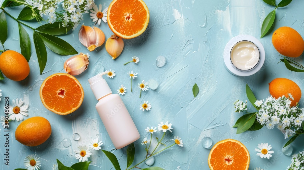Citrus and Floral Arrangement with Skin Care Products Citrus and Floral Arrangement with Skin Care Products