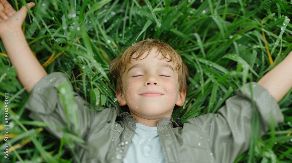 Happy child enjoying rainy time together in the park, sharing smiles and laughter. Happy child enjoying rainy time together in the park, sharing smiles and laughter.