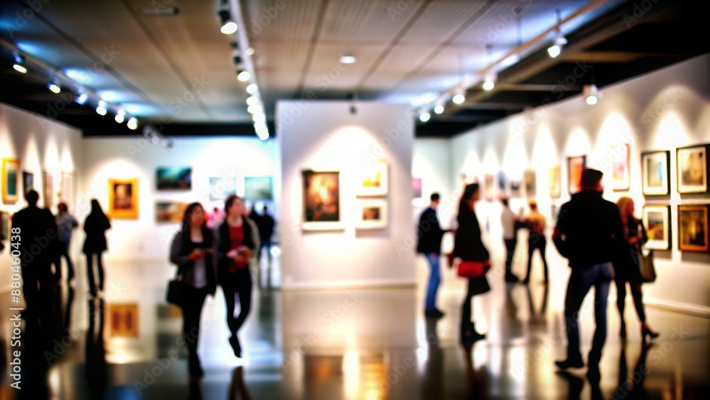 Art Gallery Blur: A blurred art gallery with exhibits and visitors, ideal for artistic and cultural themes.
Art Gallery Blur: A blurred art gallery with exhibits and visitors, ideal for artistic and cultural themes.