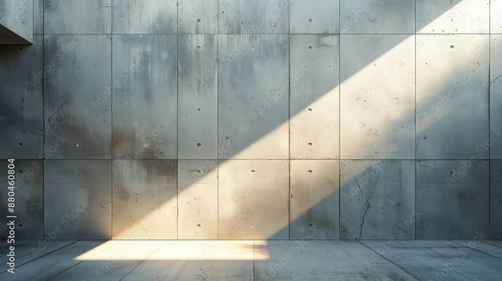 Smooth concrete wall with a sharp light streak from a narrow slit window, ideal for a bold, industrial look Smooth concrete wall with a sharp light streak from a narrow slit window, ideal for a bold, industrial look