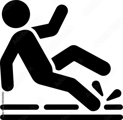 Man Stick Icon : Wet Floor and falling sign set